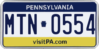 PA license plate MTN0554