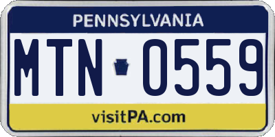 PA license plate MTN0559