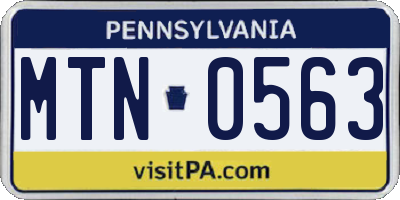 PA license plate MTN0563