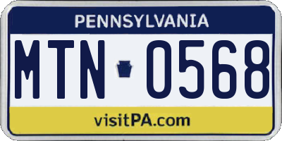 PA license plate MTN0568