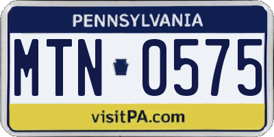 PA license plate MTN0575