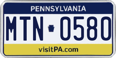 PA license plate MTN0580