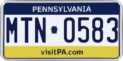 PA license plate MTN0583