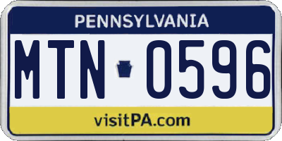 PA license plate MTN0596