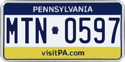 PA license plate MTN0597
