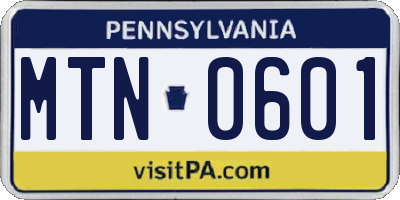 PA license plate MTN0601