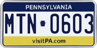 PA license plate MTN0603