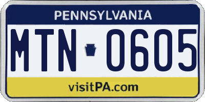 PA license plate MTN0605