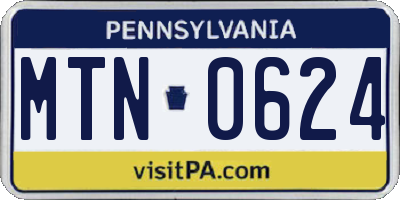PA license plate MTN0624