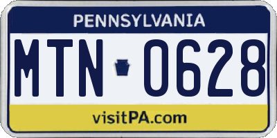 PA license plate MTN0628
