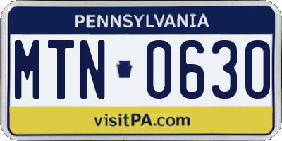 PA license plate MTN0630