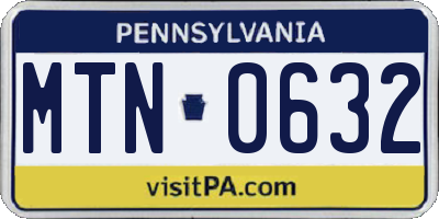 PA license plate MTN0632