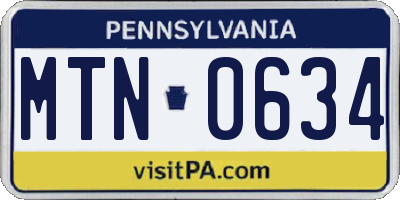 PA license plate MTN0634