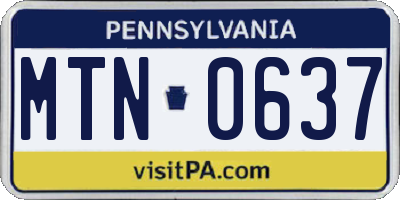 PA license plate MTN0637