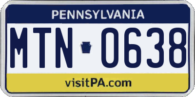 PA license plate MTN0638
