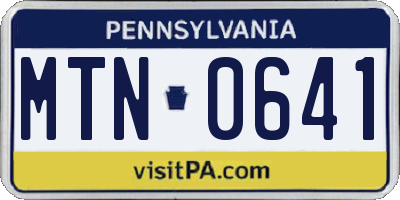 PA license plate MTN0641