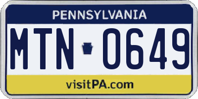 PA license plate MTN0649