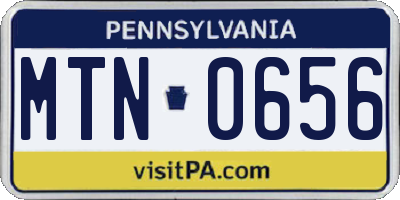 PA license plate MTN0656