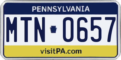 PA license plate MTN0657