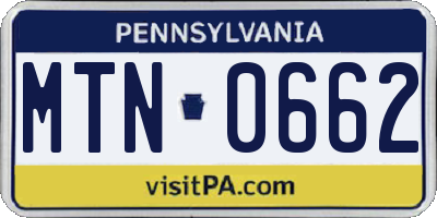 PA license plate MTN0662