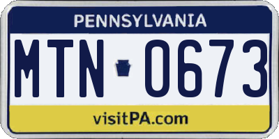 PA license plate MTN0673
