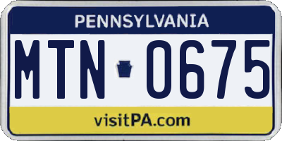 PA license plate MTN0675