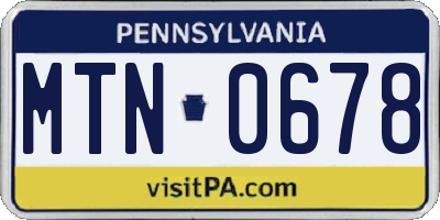 PA license plate MTN0678
