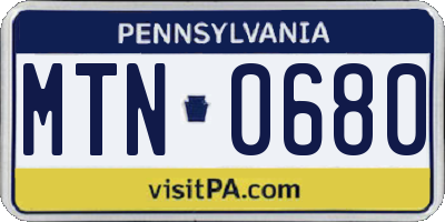PA license plate MTN0680