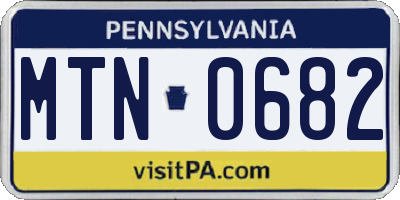 PA license plate MTN0682