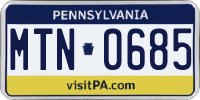 PA license plate MTN0685