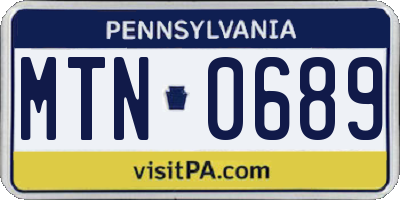 PA license plate MTN0689