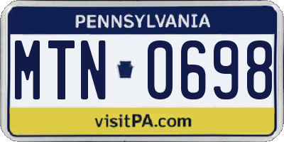 PA license plate MTN0698