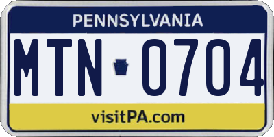 PA license plate MTN0704
