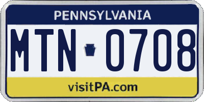 PA license plate MTN0708