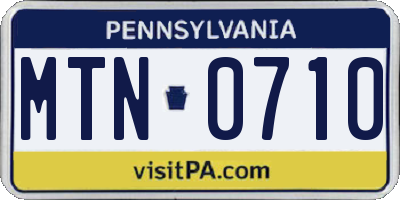 PA license plate MTN0710