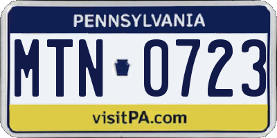 PA license plate MTN0723