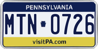 PA license plate MTN0726