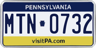 PA license plate MTN0732