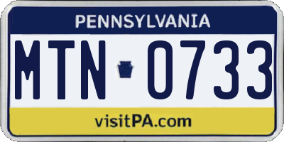 PA license plate MTN0733