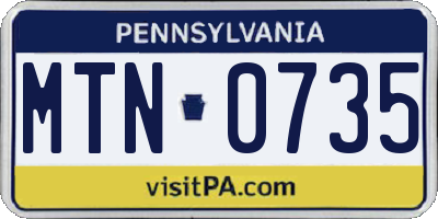 PA license plate MTN0735