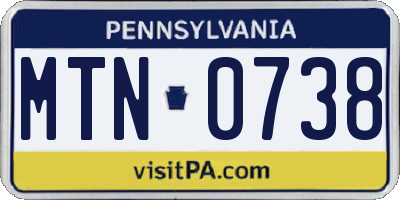 PA license plate MTN0738