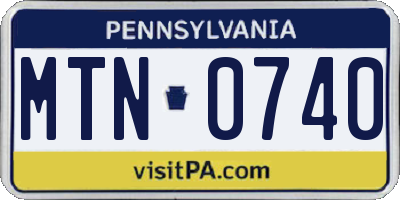 PA license plate MTN0740