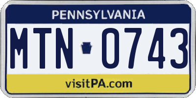 PA license plate MTN0743
