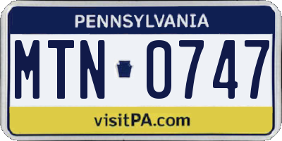 PA license plate MTN0747