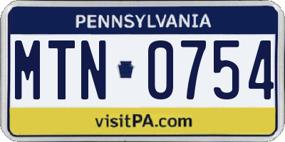 PA license plate MTN0754