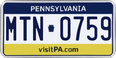 PA license plate MTN0759