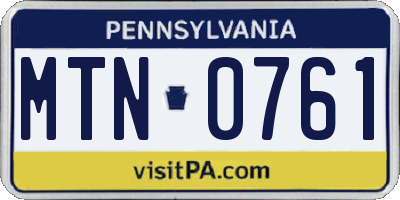 PA license plate MTN0761