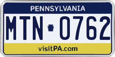 PA license plate MTN0762
