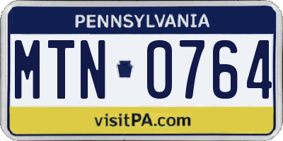 PA license plate MTN0764