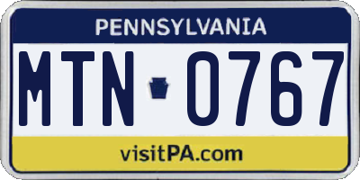 PA license plate MTN0767